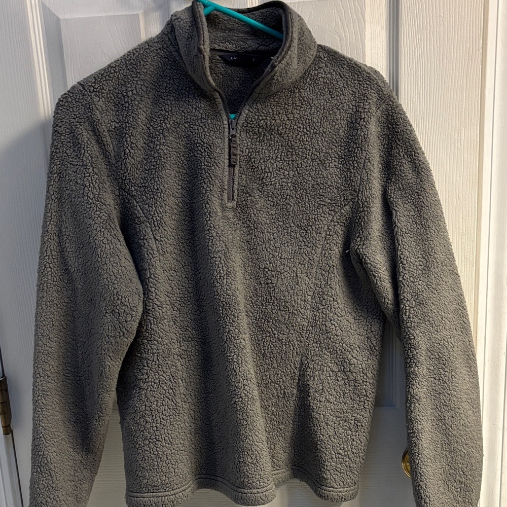Lands' End Men's Charcoal Zip-Up Sweater